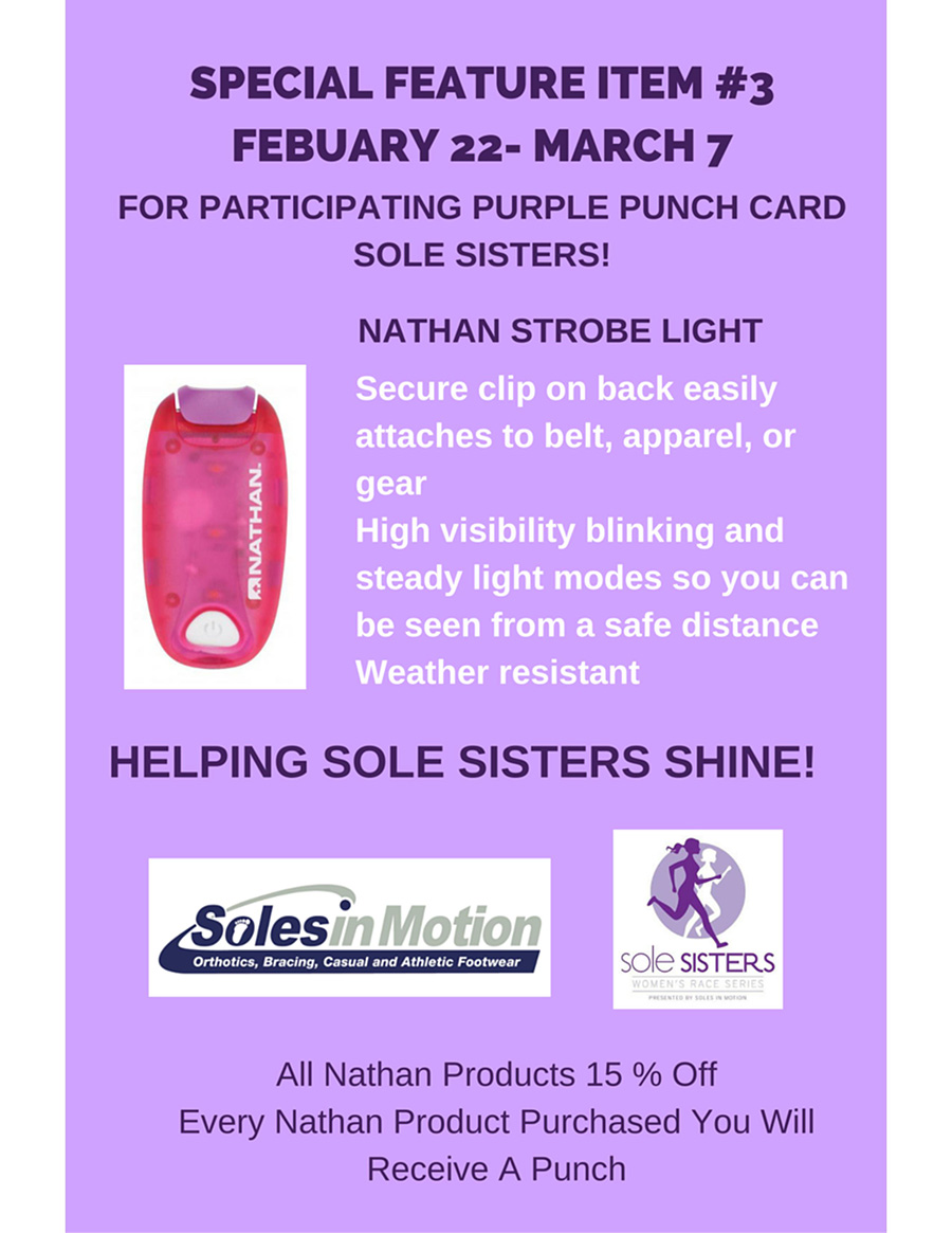 Nathan Strobe light - Purple Punch card sole sisters